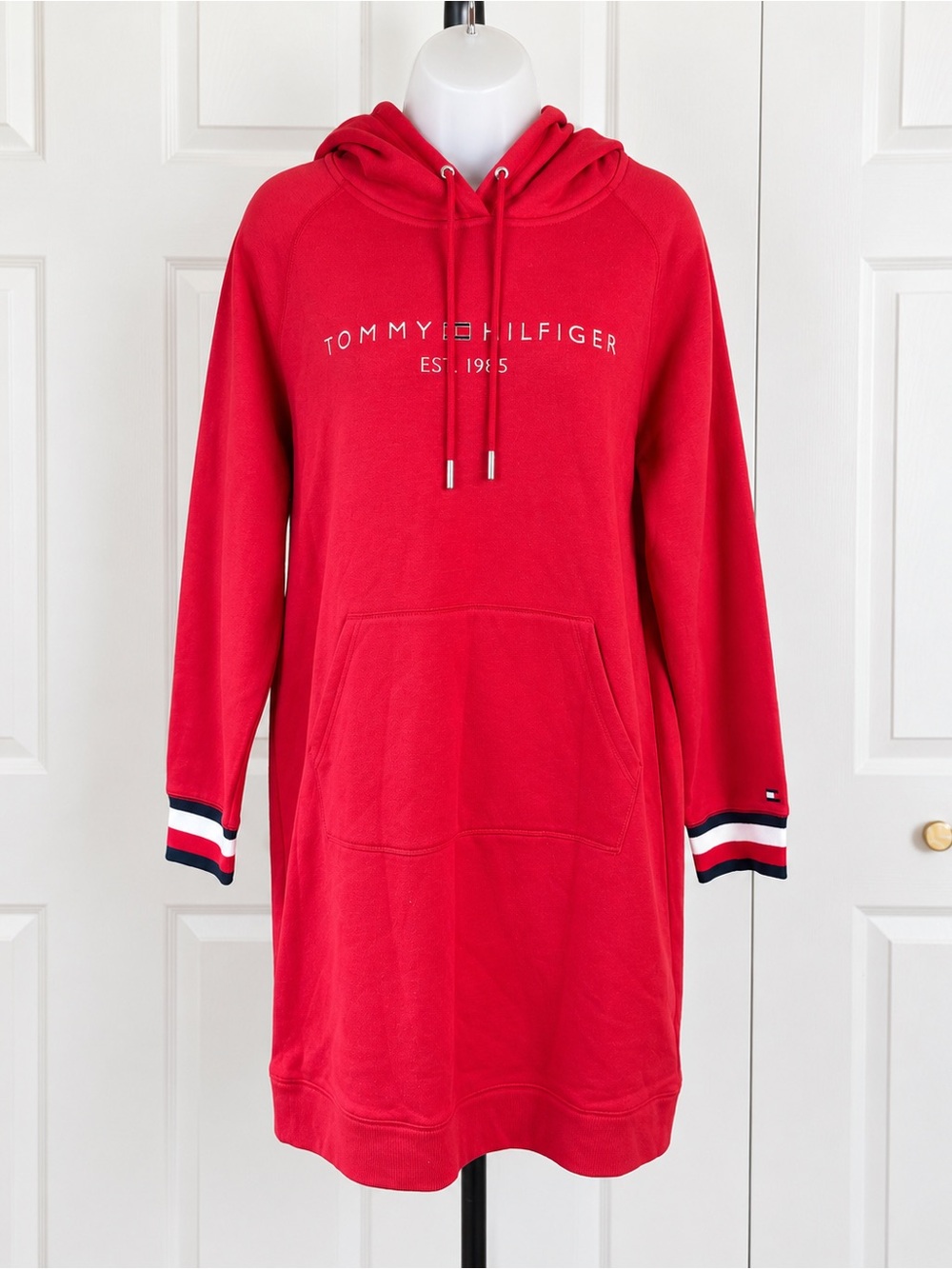 Tommy Hilfiger Women’s XL Red Hoodie Sweatshirt Dress Winter Fall Cozy Warm NWT - Picture 2 of 8